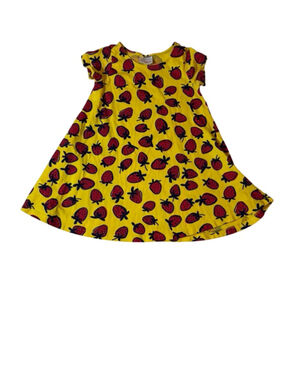 Hanna Andersson Strawberry Print Yellow Play Dress Girls 110 US 5